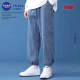 NASA GOOD jeans men's four seasons Korean style loose straight men's pants Hong Kong style casual long trousers men's light blue XL