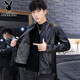 Playboy Autumn and Winter Leather Jackets Men's Trendy Jackets Men's Casual Men's Leather Jackets Handsome Motorcycle Clothing Tops 8961 Black Velvet XL