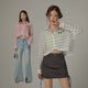 CHUU Letter Embroidered Shirt for Women 2025 Summer New Products Light Stripe Irregular Loose Air Conditioning Shirt Top White All Size
