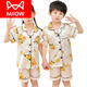 
Cat Man (MiiOW) Children's Ice Sense Boy Thin Summer Short Sleeve Boy Silk Pajamas Women's Silk Summer Baby Air Conditioning Home Clothing Set X Printed Short Silk 673 Bikachu Men M 16 size Height 140 150c