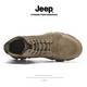 Jeep Jeep Camping Style Soft Sole Martin Boots Men and Women's Same Model Hiking Shoes Outdoor Working Boots Non-Slip Sports High-top Shoes Khaki [Sneaker Size] 41