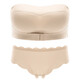 Maolu Valentine's Day Gift Strapless Bra No Wires Anti-Exposed Wedding Dress Sexy Push-up Small Breast Beautiful Back Underwear Women Skin Color Bra + Underwear 75A B-Cup