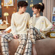 Manzhiban couple pajamas spring and autumn pure cotton long sleeve Korean style teenagers for men and women in autumn cute 2021 new winter QM men 1592 women 2592 single set price-women M