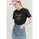 Fan Silan 23FS12171 T-shirt à manches courtes en vrac français pour la nouvelle lettre cool de l'été pour femmes brodées Black Rose L