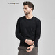 Andseeyou Brand Herren-Langarm-geschlechtsfreies T-Shirt, neue Herbst- und Winterstil Nationales Trendbasis-Shirt, trendige lässige T-Shirt-Modekleidung, UU753 Model, Dark Grey XL