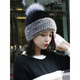 Zongchun mink hat for women in winter mink braided warm ear protection mink fur fox fur ball mink Korean style versatile gray one size fits all elastic