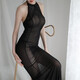 
Erlos sexy lingerie passion seduction suspender sexy nightgown lace transparent long skirt women's socks bathrobe home clothes sm role-playing long cheongsam mesh backless perspective free slender black 1392 single size - without socks