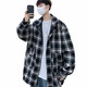 Yuexiang Fatty Plaid Plus Fleece Jacket Men's Large Size Casual Lazy Style Top National Trend Ins Winter Korean Lapel Jacket White 3XL