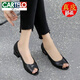 Cartelo 2025 Sommer echtes Leder dicker Fisch Fisch Mund Sandalen für Frauen Neue Mode vielseitige weiche Mid-Heel-Single-Schuhe für Frauen im Off-Weiß 36 36