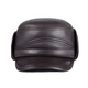 Genuine leather hat for men in winter for middle-aged and elderly people, outdoor cowhide warm ear protection, cold protection, velvet thickened cotton hat, black 57-58CM