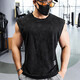 Lutielang sleeveless sports T-shirt fitness vest muscle training men's loose running vest quick-drying elastic breathable moonlight gray L