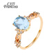 CAJJ Francois 1.47 carat aquamarine ring for women, natural colored gemstone, 18k gold inlaid cabochon jewelry, size 14