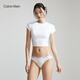 Calvin Klein内衣女士三条装循环提花ck棉质透气性感比基尼三角内裤女QP1258O MP1-太空黑/浅灰色/月光白 3条 M