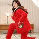 Modal pajamas for women in winter, three-layer thickened cotton coral velvet flannel in autumn and winter, warm home clothes can be worn outside. 9901 blue [medium-length style] M [suitable for 80-100Jin [Jin equals 0.5 kg]]