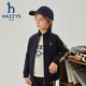 哈吉斯（HAZZYS）品牌童装男童套装秋季新款弹力舒适休闲时尚立领格纹拼接套装 藏蓝 155