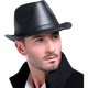 Wild Plum Spring and Autumn Genuine Leather Hat Men's Sheepskin Siren Hat British Big Brim Gentleman Hat Winter Middle-aged and Old Leather Hat Trendy Hat Black 57--58