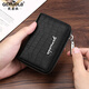 Grolaka Bag Herren-ID-Beutel-Bank-Schutzhülle Anti-Demagnetisierungskarten-Clip-Speicher Echtes Leder mit großer Kapazitätslizenz Lederhülle Ultra-dünn Black-20-Kartenposition-Crocodil-Muster Kopfschicht Cowhide