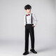 Bohemian long-sleeved children's chorus costumes girls dance skirts boys suspenders primary school students host recitation performance costumes white-black long-sleeved trousers (velvet shirt) 150