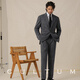 CULTUM high weight double brushed autumn Italian Naples suit men's business casual formal two-piece suit dark gray single suit 5XL (56B)