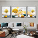 Mo Painting Lulin Modern Simple Living Room Decoration Painting New Chinese Sofa Background Wall Mural Landscape Painting Hall Triple Scenic Hanging Painting 6-Golden Lu Fulu 14134 Mirror Crystal Porcelain Middle 80*60 Side 40*60 Black Frame