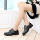Xin Yueqing children's leather shoes for adults, middle and large children, students, boys and youth schools, casual strappy performance, black large size single leather shoes 2201-A (extra large size) Velcro, 40 yards/250, inner length 26cm