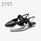 
Lairsdan summer new style stylish and elegant Baotou shallow mouth flat heel empty sandals women's shoes 5M12001 silver + black SVL 35