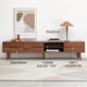 Genji Muyu solid wood sliding door TV cabinet modern simple oak low cabinet Nordic style floor cabinet small apartment living room storage storage cabinet walnut color TV cabinet 2200*320*400 Assembly