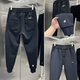 Popanal Hong Kong Trendy Marke 2025 Frühlings- und Herbst -Neue Stickerei Retro Conical Herren Sports gebundenes Fuß vielseitiger einfacher Freizeithosen Trendy G92 Casual Hosen - Black M [vorgeschlagen 80-100jin [Jin gleich 0,5 kg]]]