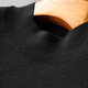 Mr. Guan short-sleeved sweater for men with half-high neck embroidered short-sleeved sweater for autumn and winter thickened half-sleeved sweater for men with middle-neck base shirt 9195 black L/175/50
