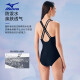 美津浓（MIZUNO）泳衣女士速干抗氯连体三角泳装性感美背显瘦温泉游泳衣A1349黑XL