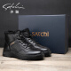 Shachi Shoes para hombres Botas de cuero para hombres de invierno zapatos de algodón informales Integrados más Velvet Martin Boots High Top Boots Black 412487062z 37