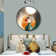 Villa round crystal porcelain painting bedroom decoration painting modern simple abstract cartoon characters children's room hanging painting room bedside painting 13886 Young girl [default black frame] High-transparent crystal porcelain surface diameter 50