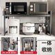 Kitchen Story Kitchen Storage Rack Countertop Microwave Oven Storage Rack Pull-out Oven Rack Home Multi-Layer Kitchen Storage Rack Heightened Extended Style* Gray 80cm+6 Hooks