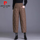 Pierre Cardin Down I Cotton I Pants Women's Outer Wear 2026 New Winter Fashion Women's Velvet Thickened Eight-Point Pants Mom's Warm Cotton Brown Authentic Counter Quality 2XL Recommended 135-145 Jin Jin equals 0.5 kg