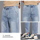 
Cotton summer thin loose small straight nine-point jeans for men stretch fashion trendy brand 9-point trousers for men Peacock Blue 829 size 28 Waist circumference two feet one
