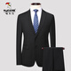 Woodpecker suit suit men's suit trousers business casual formal fit no-iron elastic versatile professional attire men's suit black two buttons (suit + trousers) 175/L