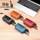 Kangaroo (KANGAROO) 2025 new genuine leather car key bag for women multifunctional cowhide door key bag fashionable embroidery thread key black genuine leather