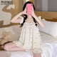 Qiao Mingxinpin (Qiaomomingxinpin) Qiao Mingxinpin Pajamas для женщин для летних подтяжек чисто пузырь
