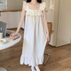 
Slim and beautiful summer princess style cotton suspender nightgown for women in summer thin pajamas with chest pad girl mid-length dress 9905 black M