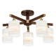 Copper Heart Woody New Chinese Chandelier Solid Wood Living Room Chandelier Black Walnut Restaurant Chandelier Simple and Atmospheric Chinese Style Living Room Lamp J9715-5 head (ceiling style)