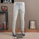 JAGR潮牌 牛仔裤男秋季做旧修身复古高端小脚裤春秋休闲男士牛仔裤 9732浅色薄 34 2尺7修身标准码