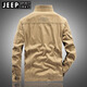 JEEP SPIRIT Reversible Jacket Men's High-end New Autumn and Winter Cotton Stand Collar Loose Casual Large Size Workwear Khaki XL