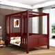 Vipero Stiefbettbettbett chinesische anpassbare Vollholz-Doppelbett moderne einfache B & B-Vierjägerbett 1,8 Meter Main-3-Seiten-Leitplanke Rotbraun verbessertes Modell 1350*1900