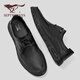 Shoes de cuero casual de siete lobo zapatos para hombres Summer NUEVO estilo Avalte Bollow Bollow Sode Mesh Mesh Caza sin deslizamiento Ligeros Ligeros zapatos casuales Men's Black [Tamaño de zapato de cuero estándar] 41
