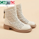 Katile Crocodile 2025 Frühlings- und Herbst Martin Boots Frauen hohl Sandalen Leder Heck Reißverschluss Kurzstiefel Loch Frauenstiefel Sommerdünn Frauenschuhe ungenau 35 35