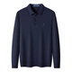MONTAGUT Sheep Wool Blended Autumn and Winter Men's Polo Shirt Long Sleeve Embroidered Soft Knitted T-Shirt Navy 50