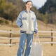 方糖姑娘初中生美式棒球服外套少女春秋装2025新款大童高中女生早秋薄上衣 9906DYR蓝色外套+9913牛仔裤 L