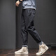Jeans men's spring and summer new elastic straight-leg pants loose trendy brand Harren casual trousers 6621 black 38