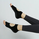 Rindu summer yoga socks split toe five-toe socks women's dance socks silicone non-slip open toe Pilates indoor training socks black pair one size (34-39)