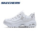 Skechers Women's Shoes Spring New Dad Shoes Estudiantes Versátiles 2024 Nuevos zapatos blancos informales de suela gruesa Blanco/plata 11979-WSL 35